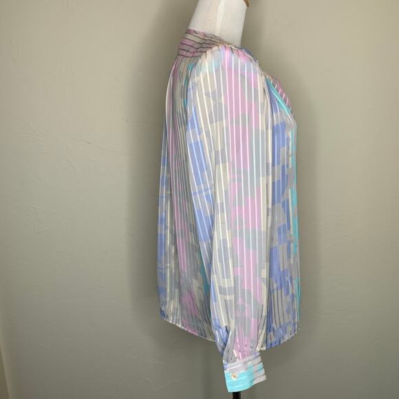 Stuart Lang Pastel 90s Sheer Blouse Sz 6 - Picture 4 of 7